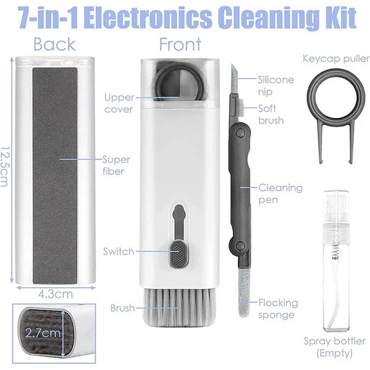 7-in-1 Precision Cleaning Tool for Keyboards, Screens & Headsets-New Tech Hygiene Kit
