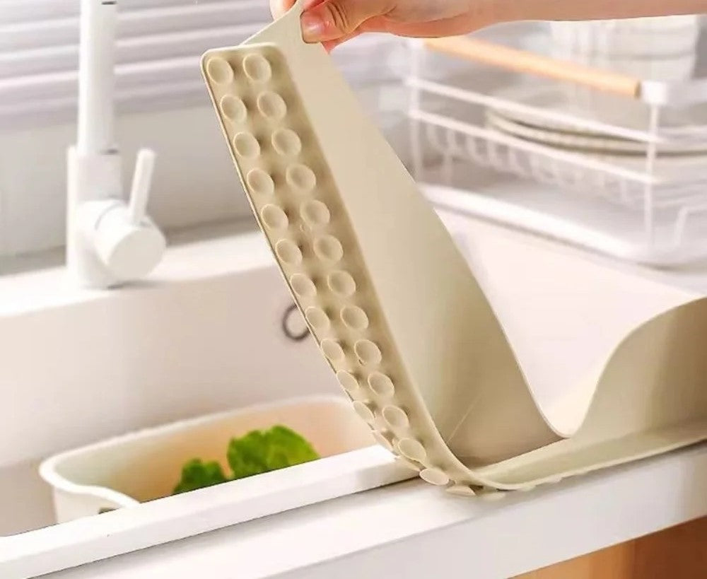 Splash Block-Silicone Sink Water Barrier-Flexible Kitchen & Bathroom Sink Guard– Keep Counters Dry & Spotless