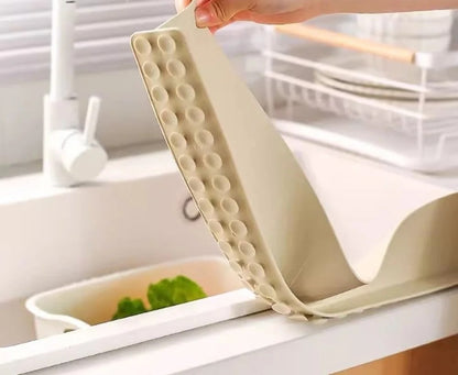 Splash Block-Silicone Sink Water Barrier-Flexible Kitchen & Bathroom Sink Guard– Keep Counters Dry & Spotless
