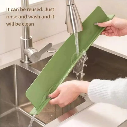 Splash Block-Silicone Sink Water Barrier-Flexible Kitchen & Bathroom Sink Guard– Keep Counters Dry & Spotless