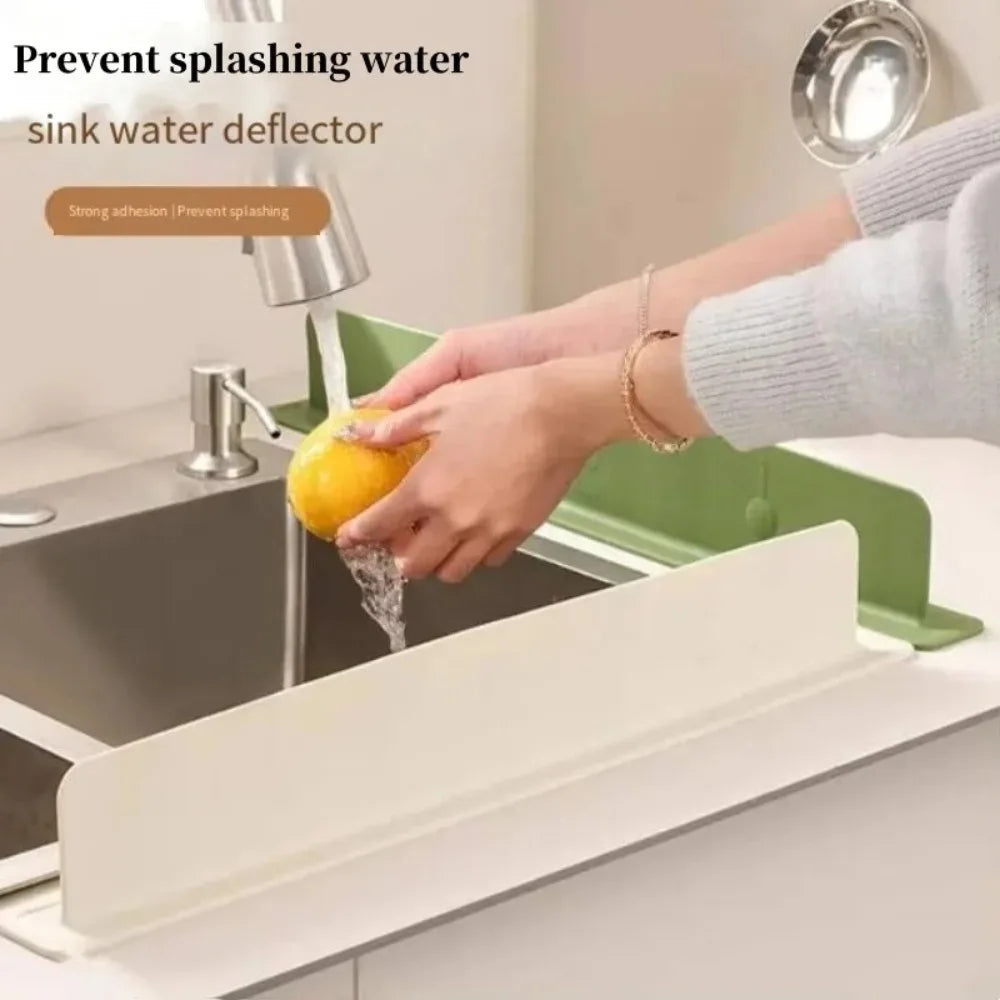 Splash Block-Silicone Sink Water Barrier-Flexible Kitchen & Bathroom Sink Guard– Keep Counters Dry & Spotless