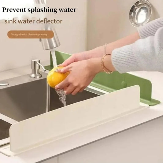 Splash Block-Silicone Sink Water Barrier-Flexible Kitchen & Bathroom Sink Guard– Keep Counters Dry & Spotless