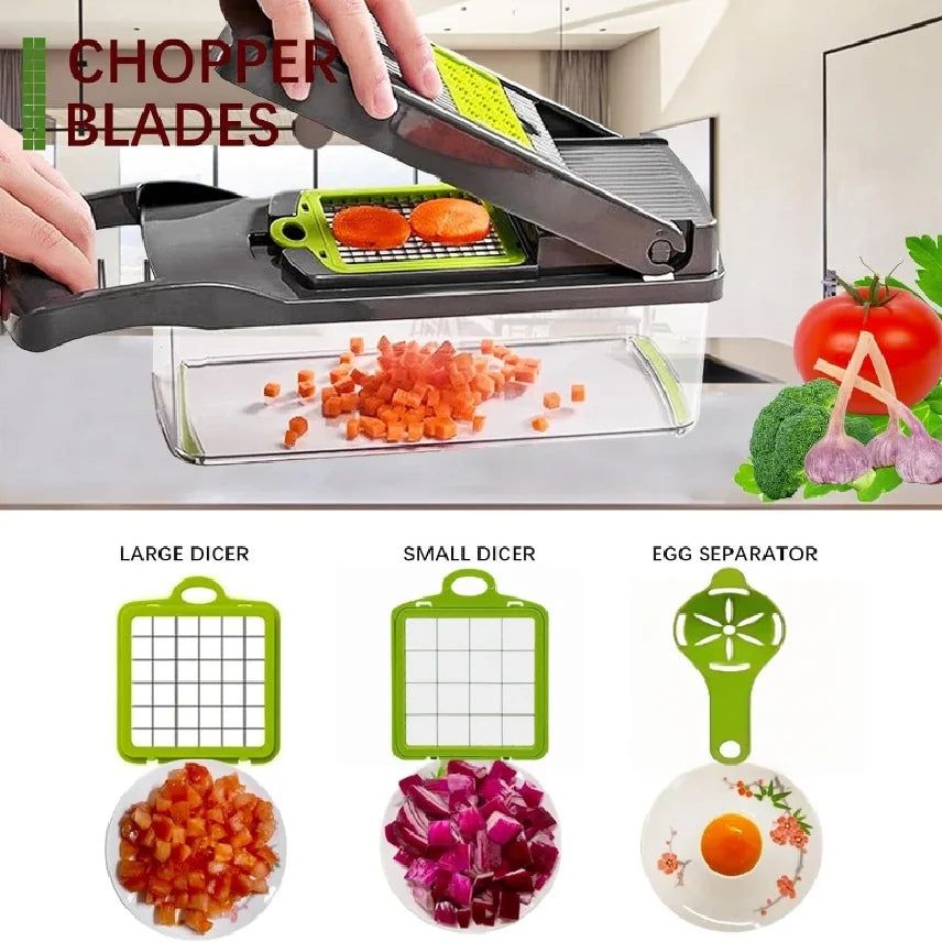 Multi-Blade Vegetable Cutter – All-in-One Kitchen Prep Tool– Effortless Chopping & Slicing