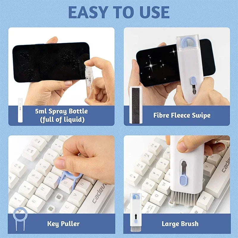 7-in-1 Precision Cleaning Tool for Keyboards, Screens & Headsets-New Tech Hygiene Kit