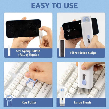 7-in-1 Precision Cleaning Tool for Keyboards, Screens & Headsets-New Tech Hygiene Kit
