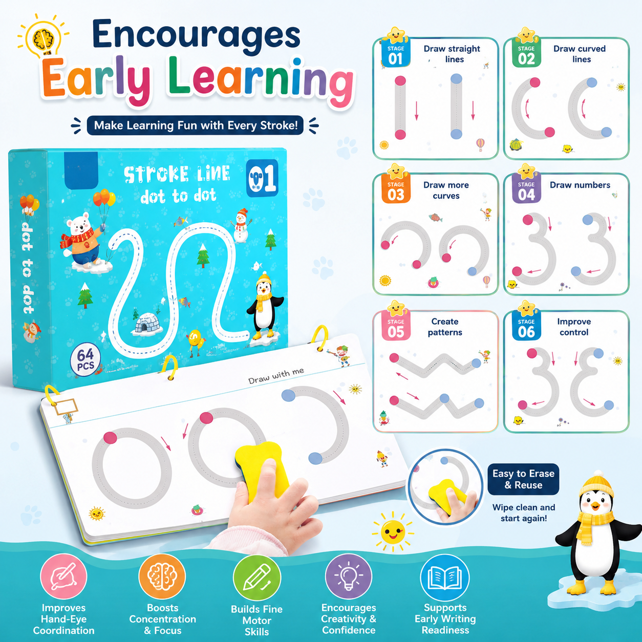 Montessori Educational Workbook-Tracing & Handwriting Practice Kit-Early Learning Tracing Workbook Collection