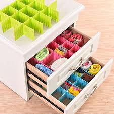 4 Pcs DIY Plastic Grid Drawer Dividers Adjustable Sock Underwear Dresser Organizers for Stationary Storage