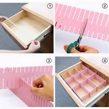 4 Pcs DIY Plastic Grid Drawer Dividers Adjustable Sock Underwear Dresser Organizers for Stationary Storage